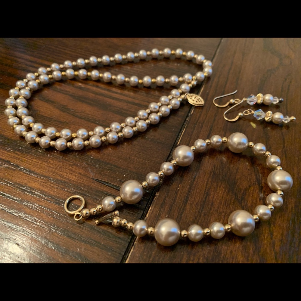 14K Gold Filled “FAUX PEARL” Set Of 3